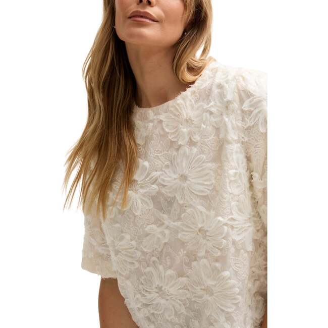 Lotus Ribbon Work Scallop Hem Top - Blouses - 3