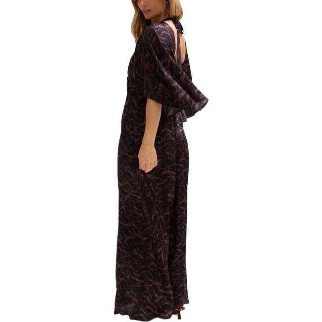 Lydia Angel Sleeve Midnight Tiger Print Maxi Dress - Dresses - 3