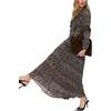 Margot Ruffle Neck Spot Print Maxi Dress, Brown - Dresses - 3 - thumbnail
