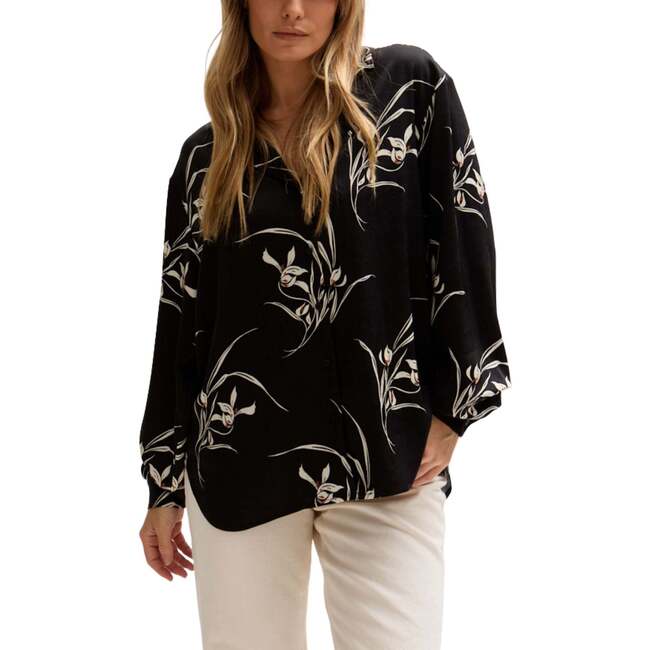 Lillibet Large Floral Print Shirt, Black