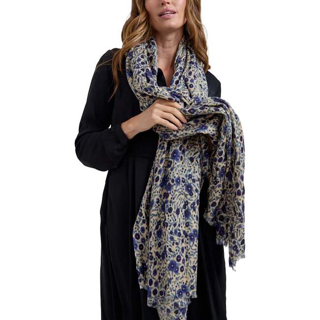 Karen Aster Floral Scarf, Blue Floral