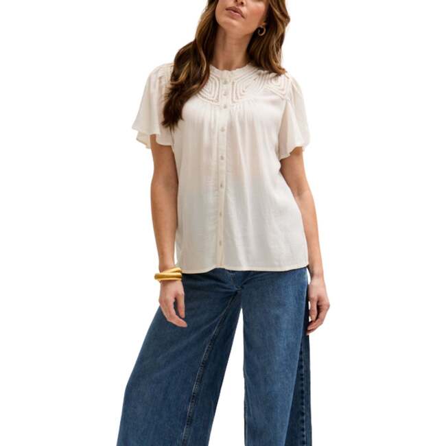 Kew Lace Insert Angel Sleeve Shirt