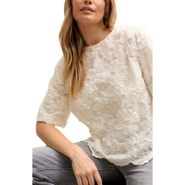 Lotus Ribbon Work Scallop Hem Top - Blouses - 5