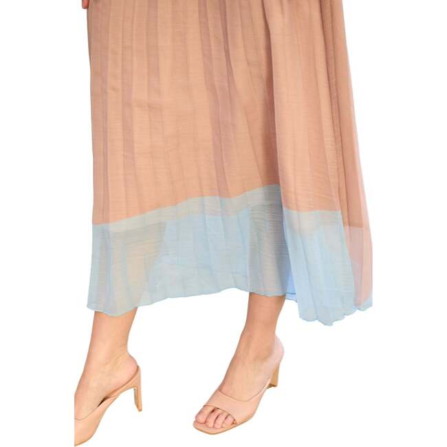 Ladbarn Colour Block Pleated Maxi Skirt