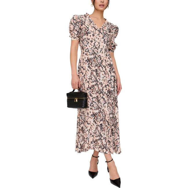 Julia Button Down Print Maxi Dress, Brown