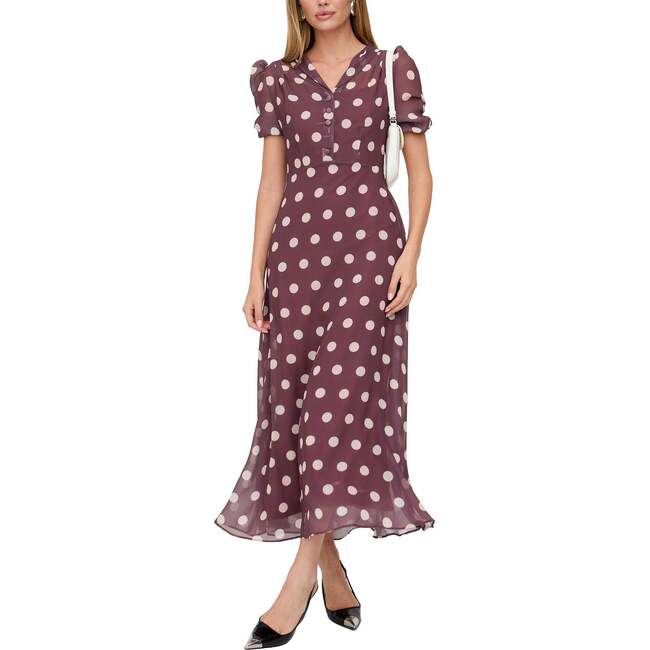 Julia Button Down Print Maxi Dress, Black