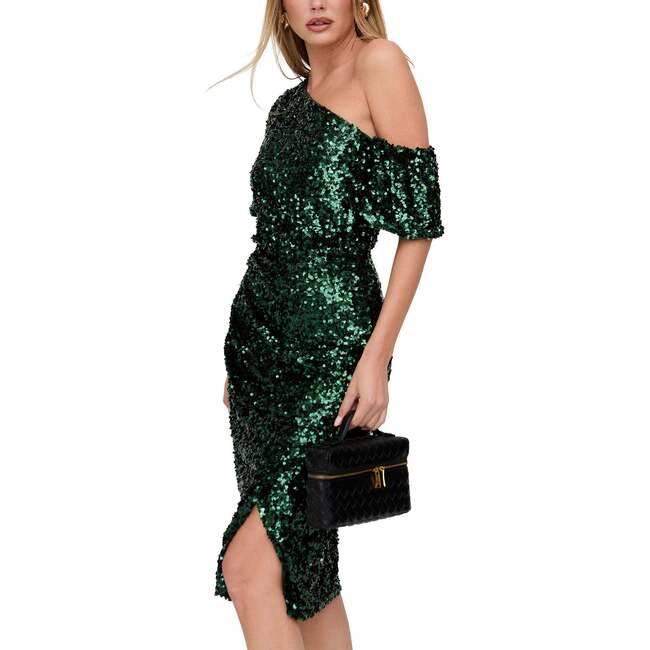 Nola Asymmetric Off Shoulder Sequins Midi Dress - Dresses - 4