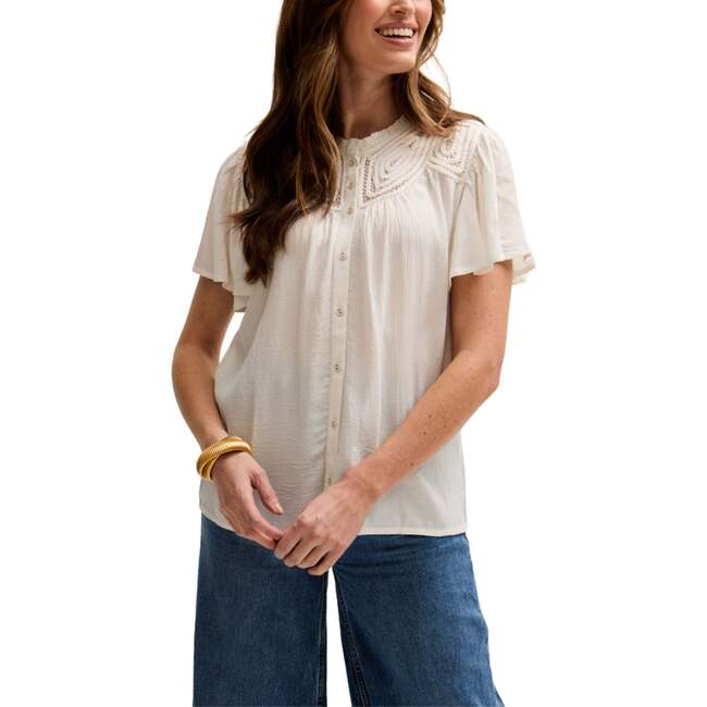 Kew Lace Insert Angel Sleeve Shirt