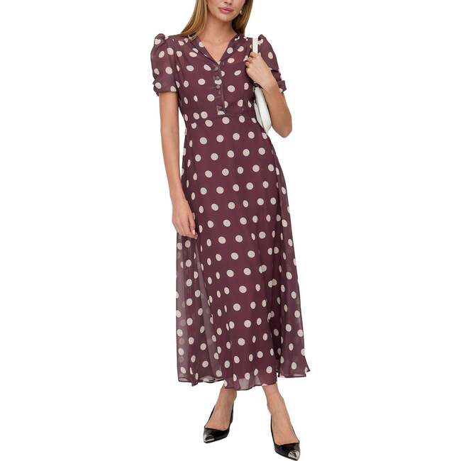 Julia Button Down Print Maxi Dress, Black