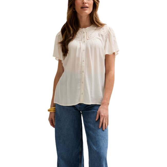 Kew Lace Insert Angel Sleeve Shirt - Blouses - 3