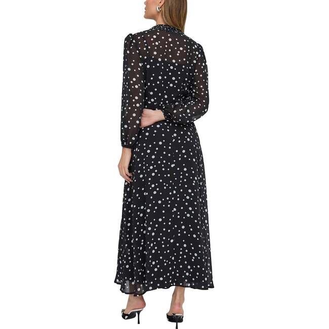Margot Ruffle Neck Spot Print Maxi Dress, Black - Dresses - 5