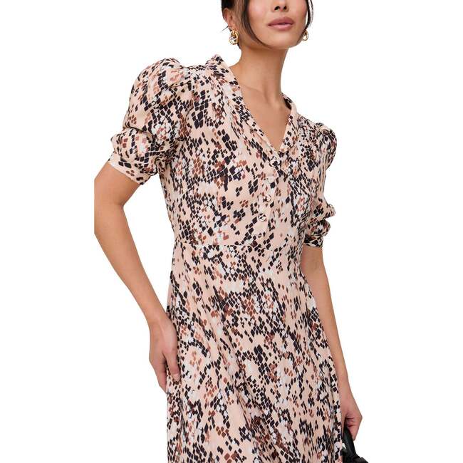 Julia Button Down Print Maxi Dress, Brown