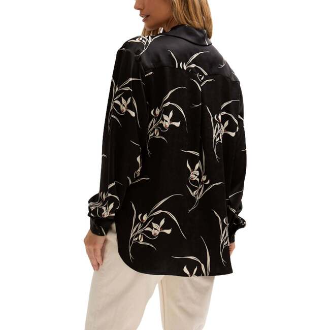 Lillibet Large Floral Print Shirt, Black - Blouses - 3