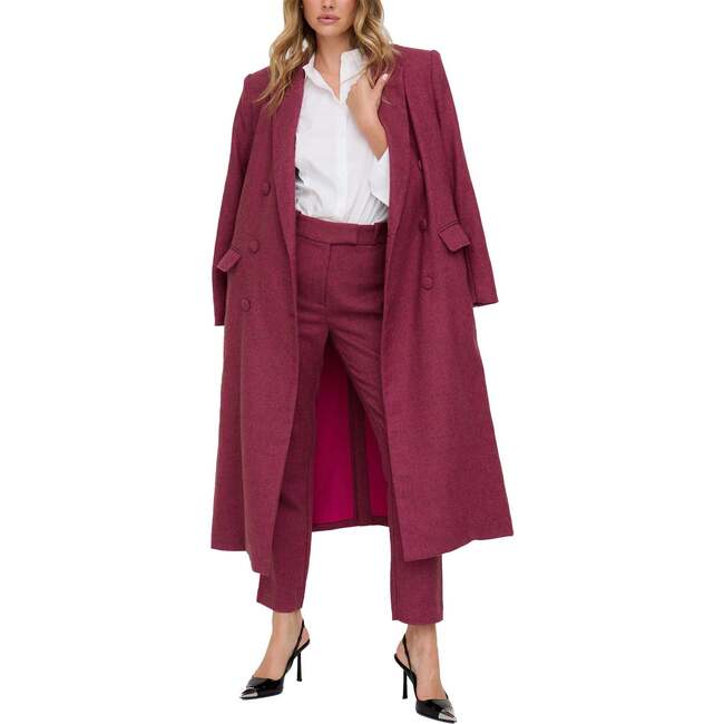 Jakki Tailored Herringbone Print Coat, Pink