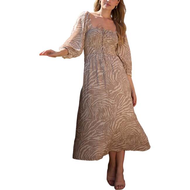 Lauren Shirred Bodice Banana Print Maxi Dress