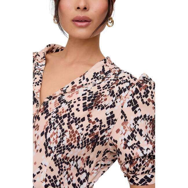 Julia Button Down Print Maxi Dress, Brown - Dresses - 3