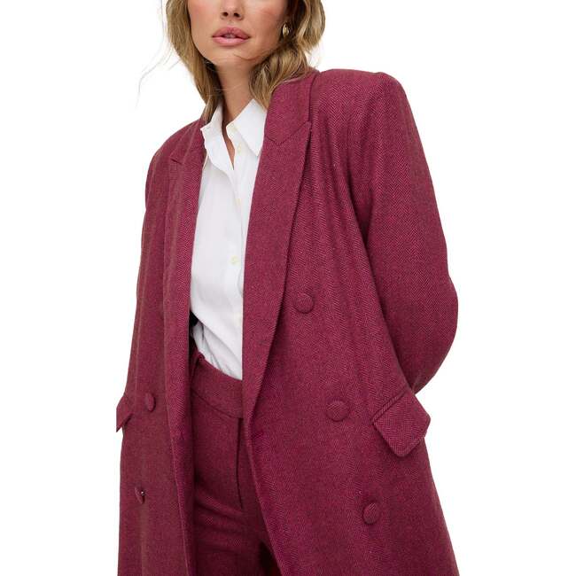 Jakki Tailored Herringbone Print Coat, Pink