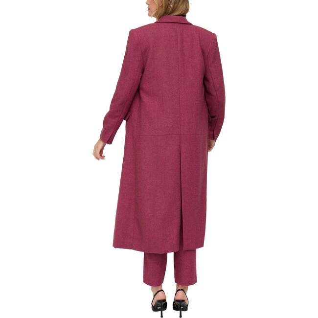 Jakki Tailored Herringbone Print Coat, Pink - Coats - 3