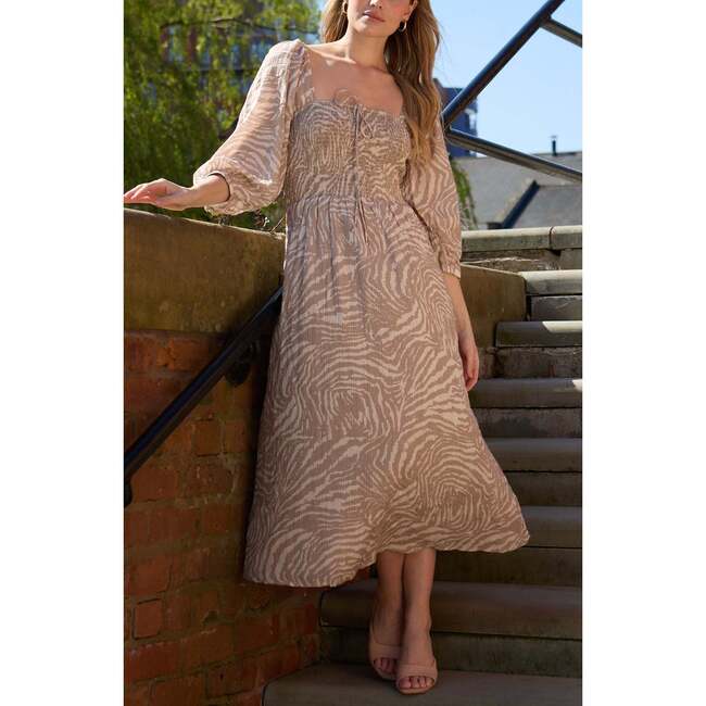 Lauren Shirred Bodice Banana Print Maxi Dress