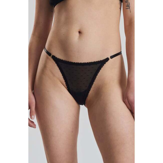 Matsu Recycled Lace Low Rise Thong, Black
