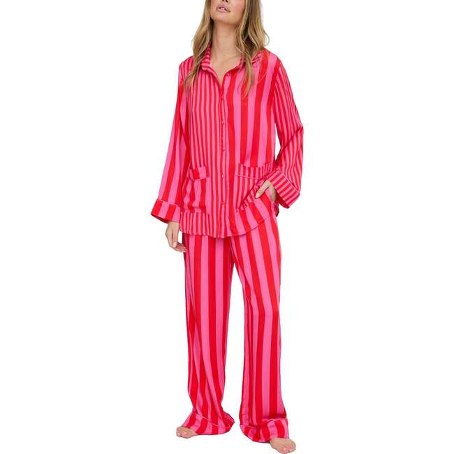 Evie Long Sleeve Print Pajama Set, Pink Stripe