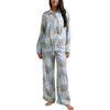 Evie Long Sleeve Print Pajama Set, Natural - Pajamas - 1 - thumbnail