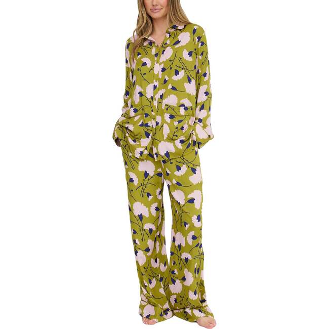 Evie Long Sleeve Print Pajama Set, Green