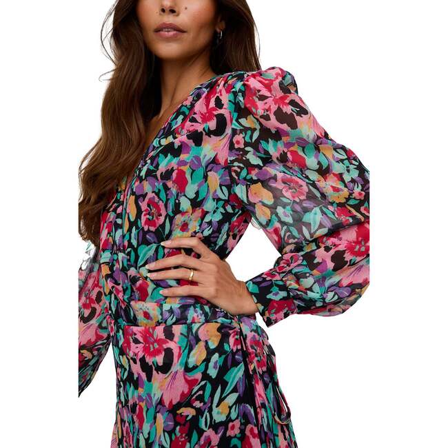 Flora Wraparound Floral Print Mini Dress