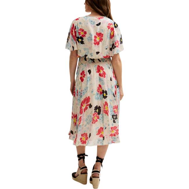 Galaxy Cowl Neck Poppy Print Midi Dress - Dresses - 3