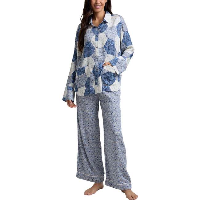 Evie Long Sleeve Print Pajama Set, Blue Multi