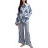 Evie Long Sleeve Print Pajama Set, Blue Multi - Pajamas - 1 - thumbnail