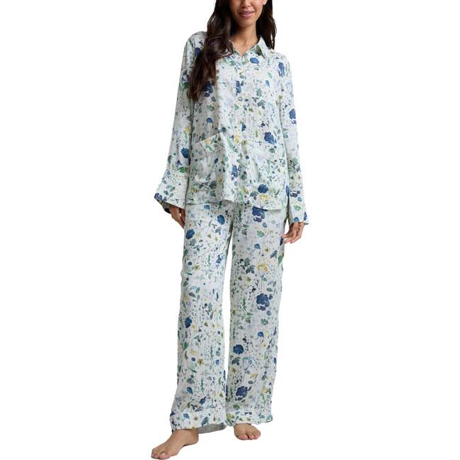 Evie Long Sleeve Print Pajama Set, Blue Floral