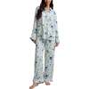 Evie Long Sleeve Print Pajama Set, Blue Floral - Pajamas - 1 - thumbnail