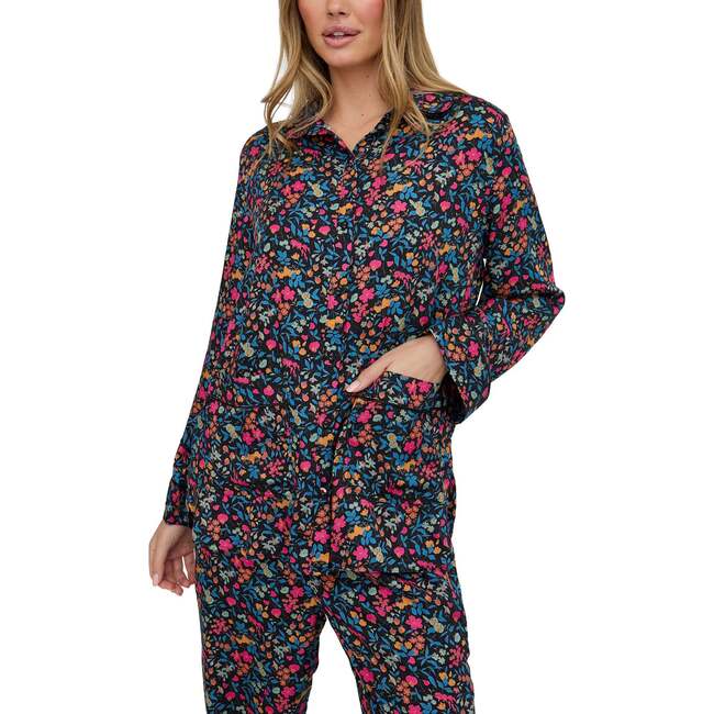 Evie Long Sleeve Print Pajama Set, Florals - Pajamas - 3