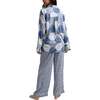 Evie Long Sleeve Print Pajama Set, Blue Multi - Pajamas - 2