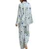 Evie Long Sleeve Print Pajama Set, Blue Floral - Pajamas - 2 - thumbnail