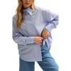 Dapper Double Placket Stripe Shirt, Blue - Blouses - 1 - thumbnail