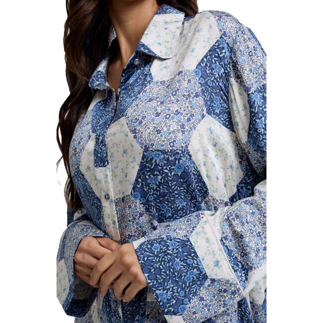 Evie Long Sleeve Print Pajama Set, Blue Multi - Pajamas - 3