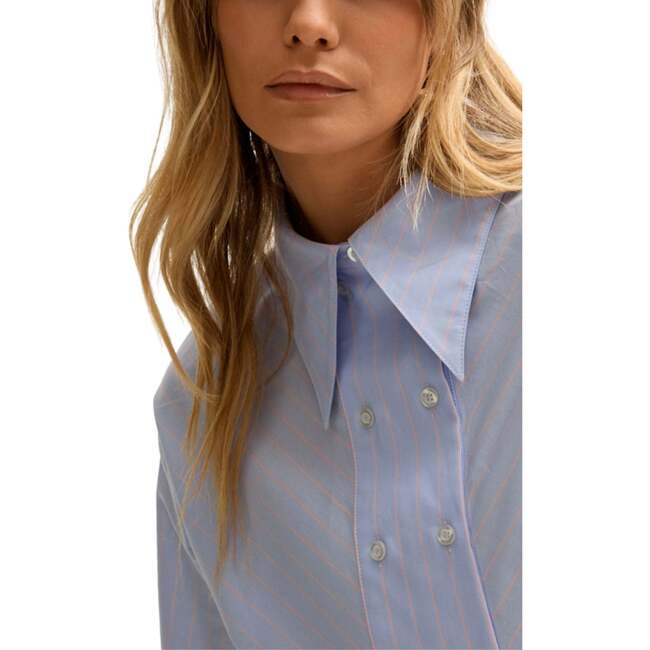 Dapper Double Placket Stripe Shirt, Blue
