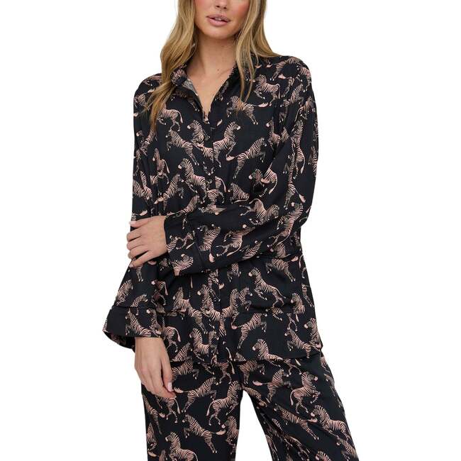 Evie Long Sleeve Print Pajama Set, Black - Pajamas - 3