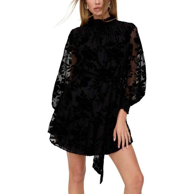 Brezze High Neck Velvet Burnout Maxi Dress, Brown