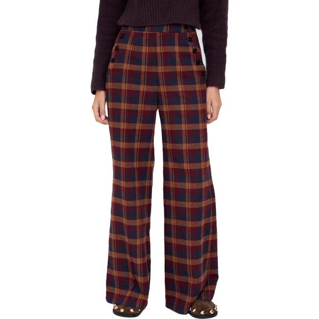 Damson High Waisted Tartan Print Trouser