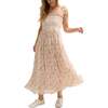 Annie Smocked Print Maxi Dress, Pink - Dresses - 1 - thumbnail