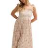 Annie Smocked Print Maxi Dress, Pink - Dresses - 2 - thumbnail