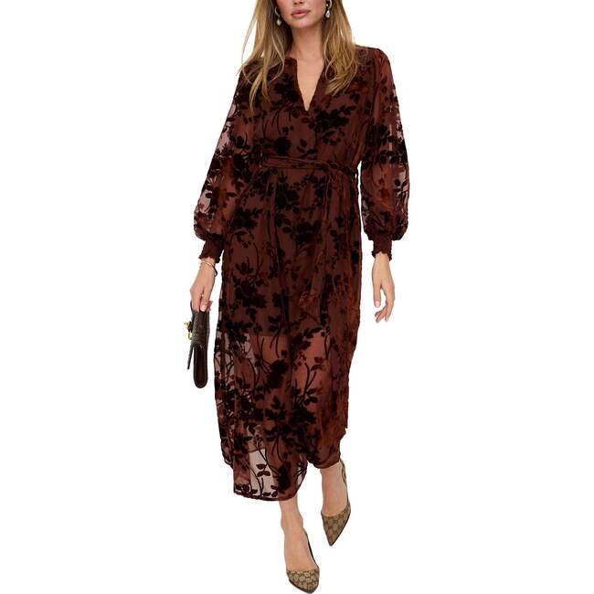 Brezze High Neck Velvet Burnout Mini Dress, Black - Dresses - 3