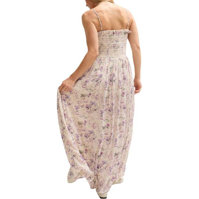 Annie Smocked Print Maxi Dress, Purple - Dresses - 4