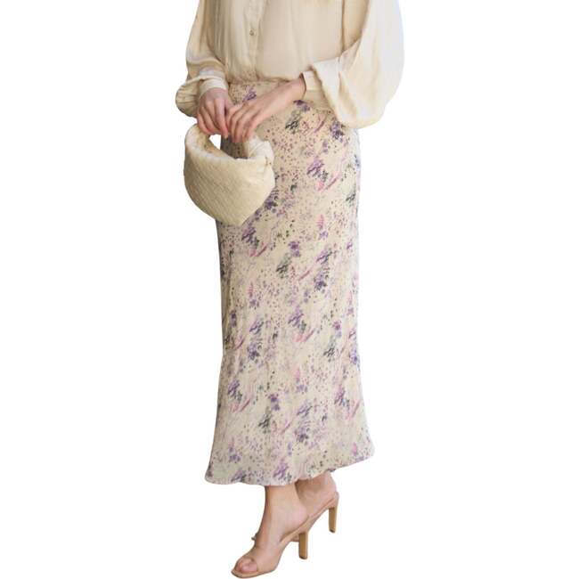 Saint Lace Insert Wonderland Print Midi Skirt