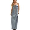 Roxy Spaghetti Strap Maxi Dress, Blue - Dresses - 1 - thumbnail