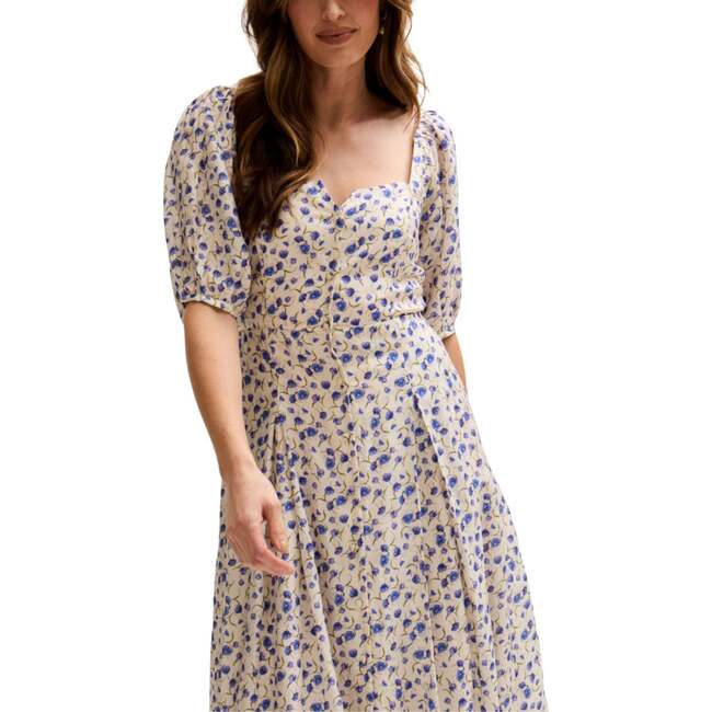 April Button Front Floral Print Midi Dress - Dresses - 5