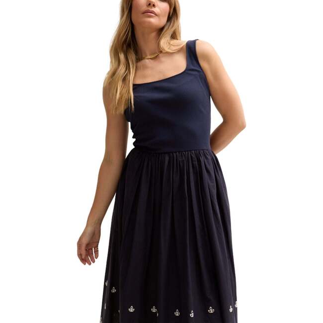 Cora Sleeveless Jersey Bodice Embroidered Midi Dress - Dresses - 5